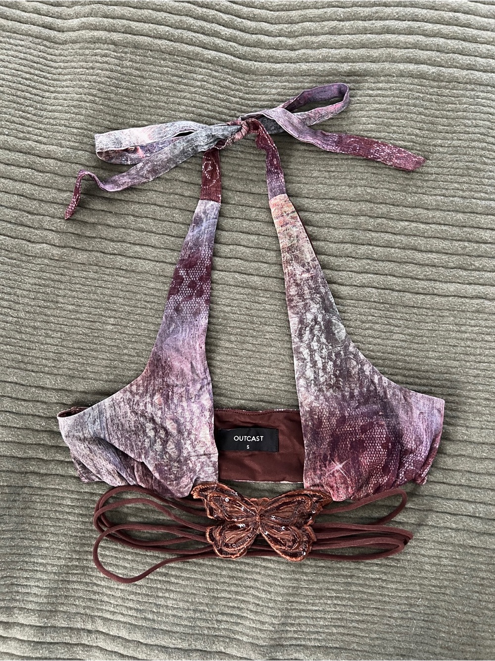 Tie-Dye Halter Mini Skirt Set - Purple Multi - Picture 3 of 5